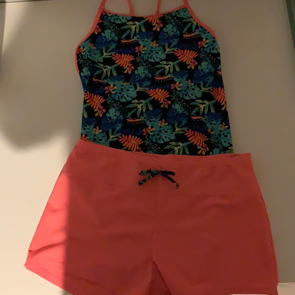 kids one piece bathing suits +shorts